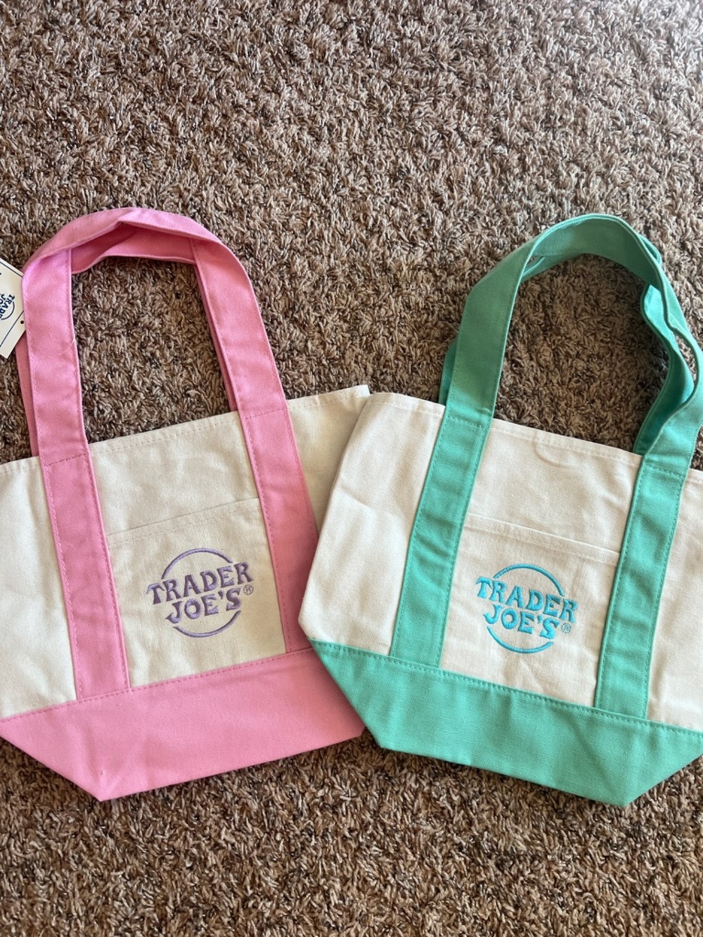 Trader Joe's Pink Canvas Mini Tote Bag